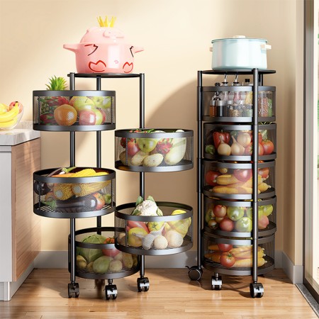 5 Layer 360 degree rotating vegetable shelf Kitchen  storage rack.