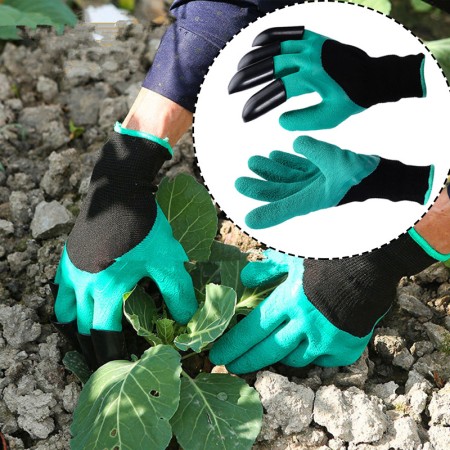 (2 Pcs)Garden work gloves with claws are suitable for planting digging glue dipping waterproof and protective weeding (2Pcs)